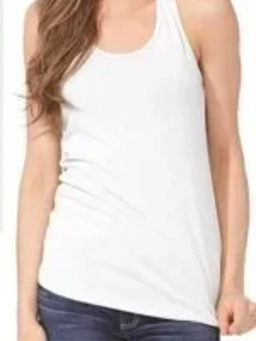White Racerback Tank Top. - Picture 2 of 3